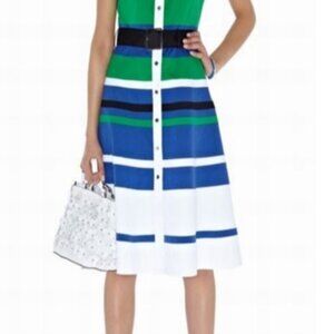 Karen Mullen shirt dress white blue green collared sleeveless